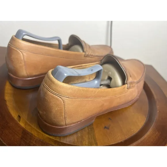 Johnston &amp; Murphy Cagle Penny Loafers Calfskin Mens 12 M Brown Shoes Slip On