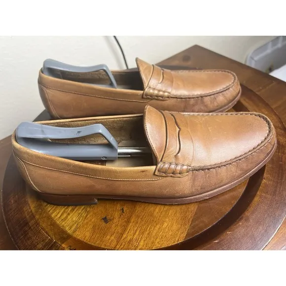 Johnston &amp; Murphy Cagle Penny Loafers Calfskin Mens 12 M Brown Shoes Slip On
