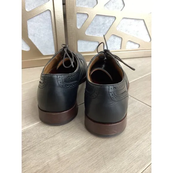 Johnston &amp; Murphy Clayton Wingtip Men Leather Brogue Shoes Black Oxford 11 M