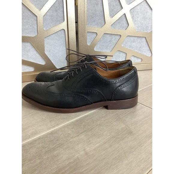 Johnston &amp; Murphy Clayton Wingtip Men Leather Brogue Shoes Black Oxford 11 M