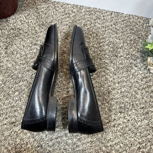Johnston &amp; Murphy Domani  Shoes Men 9.5 M Black  Monk Strap Loafer Kiltie Italy