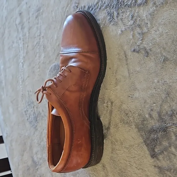 Johnston &amp; Murphy Dress Shoes Mens Size 10 1/2 Oxford Lace Up Brown Soft Leather