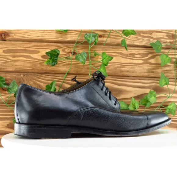 Johnston &amp; Murphy Shoes Sz 11‎ W Black Derby Oxfords Leather Men