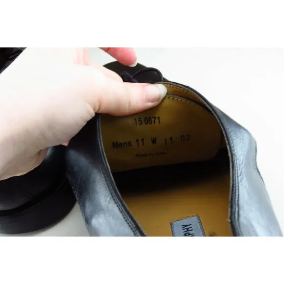 Johnston &amp; Murphy Shoes Sz 11‎ W Black Derby Oxfords Leather Men