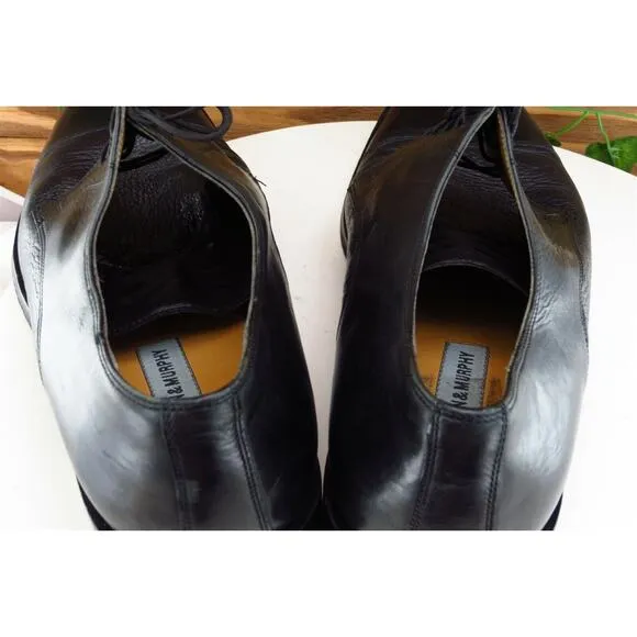 Johnston &amp; Murphy Shoes Sz 11‎ W Black Derby Oxfords Leather Men