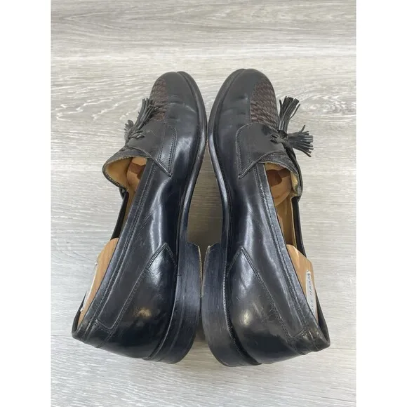 Johnston Murphy Cellini Mens Loafers Black Leather Tassel Woven  Dress Shoes 9.5