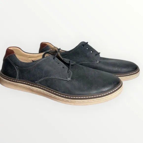 Johnston Murphy Dark Navy Blue Leather Oxford Lace Up Shoes Men Size 9M