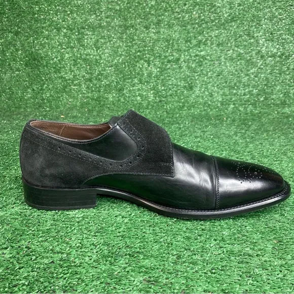 Johnston Murphy Mens Monk Strap Loafers Dress Shoes Black Leather Size 8.5