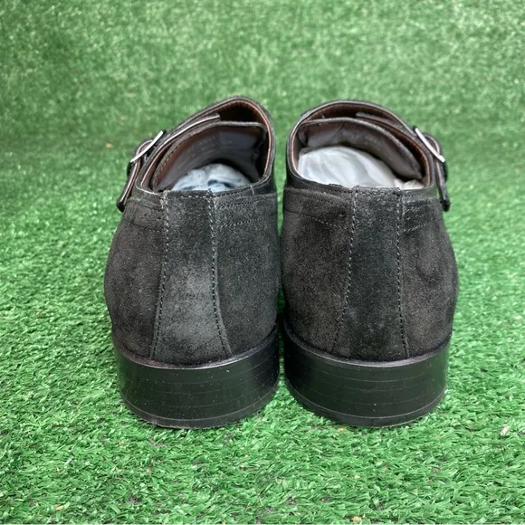 Johnston Murphy Mens Monk Strap Loafers Dress Shoes Black Leather Size 8.5