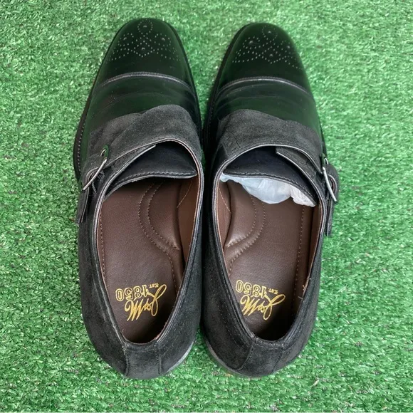 Johnston Murphy Mens Monk Strap Loafers Dress Shoes Black Leather Size 8.5