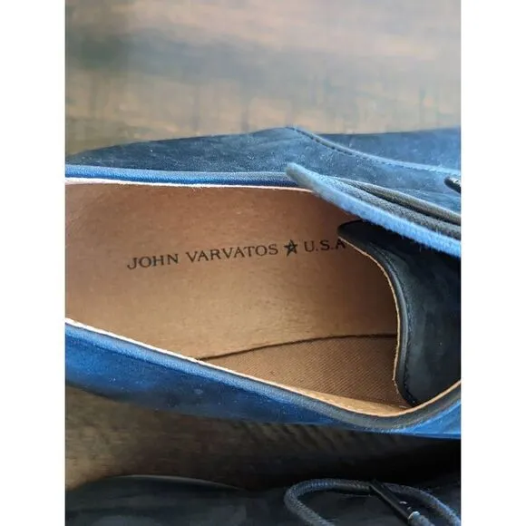 John Varvatos Star USA Navy Blue Suede Derby Oxford Shoes - Size 9.5