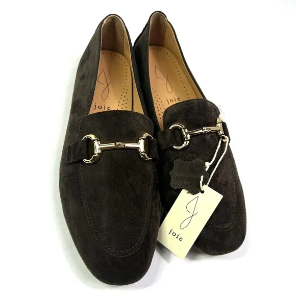 Joie Suede Loafer Mules Gold Hardware Slip On Comfort Shoes Size 7.5 Chic Casual