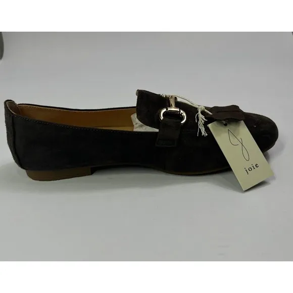 Joie Suede Loafer Mules Gold Hardware Slip On Comfort Shoes Size 7.5 Chic Casual