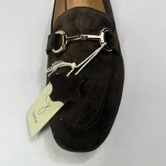 Joie Suede Loafer Mules Gold Hardware Slip On Comfort Shoes Size 7.5 Chic Casual