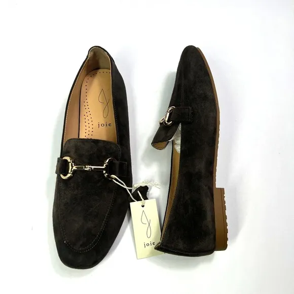 Joie Suede Loafer Mules Gold Hardware Slip On Comfort Shoes Size 7.5 Chic Casual