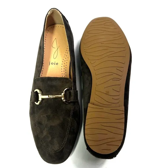Joie Suede Loafer Mules Gold Hardware Slip On Comfort Shoes Size 7.5 Chic Casual