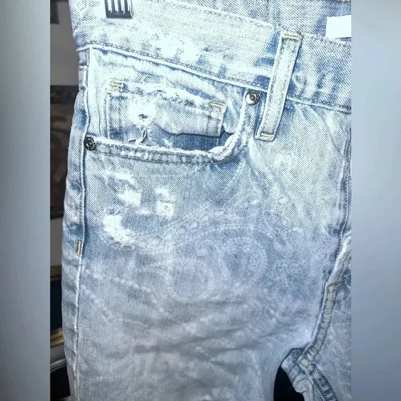 Jonathan Simkhai Paisley Print Distressed Jeans size 26