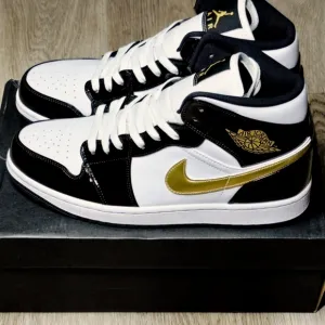 Jordan Athletic Men Shoes Black White Gold
