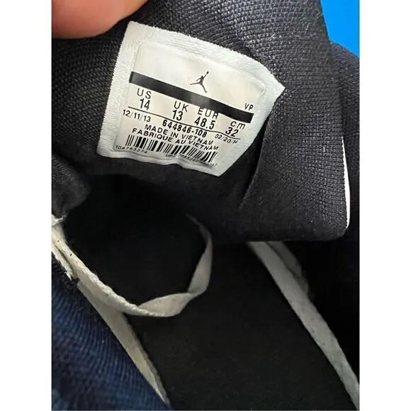 Jordan Flight 45 White Dark Concord Black Shoes 644846-108 Men Size 14
