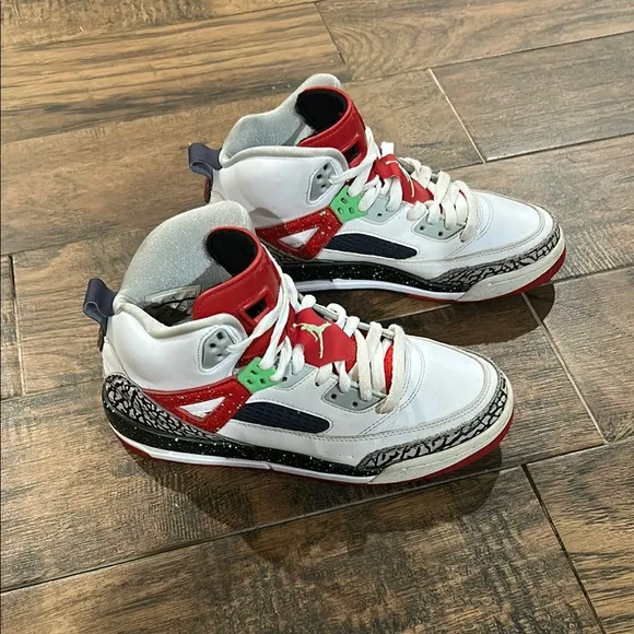 Jordan Spizike Poison Green Wolf Grey Fire Colorway 7 Y