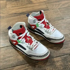 Jordan Spizike Poison Green Wolf Grey Fire Colorway 7 Y