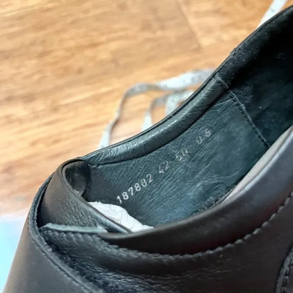 Josef Seibel Black Leather Loafers w/ velcro strap silver buckle square toe. 11