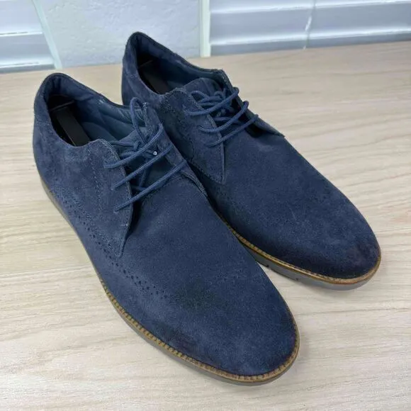 Josef Seibel Shoes Mens‎ EU 44 Blue Suede Leather Lace Up Comfort Brogue Oxford