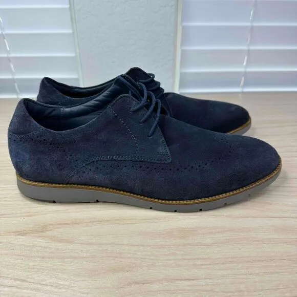 Josef Seibel Shoes Mens‎ EU 44 Blue Suede Leather Lace Up Comfort Brogue Oxford