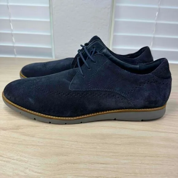 Josef Seibel Shoes Mens‎ EU 44 Blue Suede Leather Lace Up Comfort Brogue Oxford