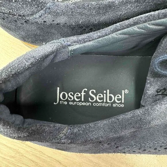 Josef Seibel Shoes Mens‎ EU 44 Blue Suede Leather Lace Up Comfort Brogue Oxford