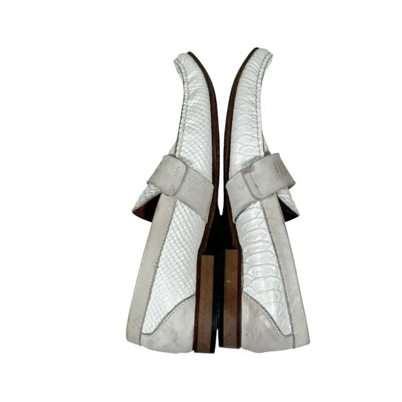 Just‎ Cavalli White Exotic Leather Made in Italy Men's Shoes Moccasins Size 41