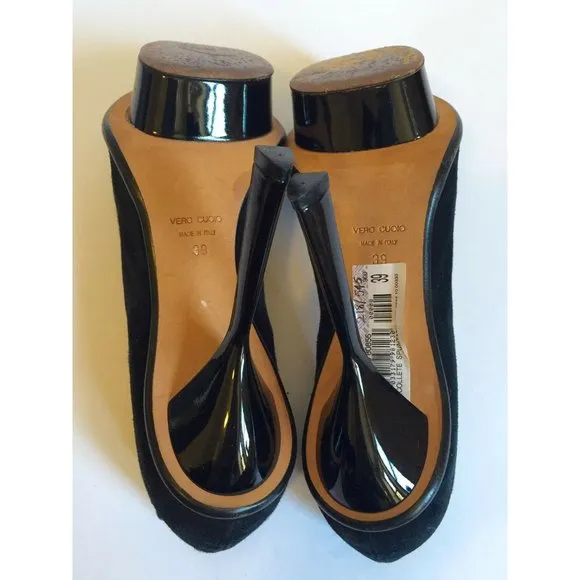Just Cavalli Women's Shoes Suede Pump Open Toe Heels Black EU 39 US 9 Authentic