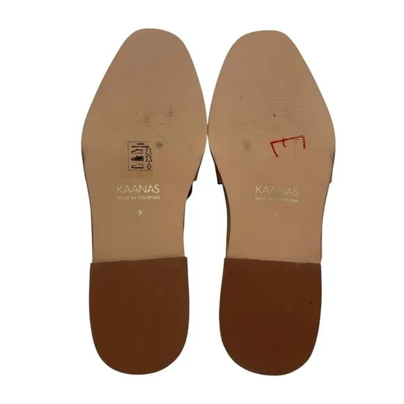 Kaanas Tan Cogno Suede Square Toe Slip On Mules