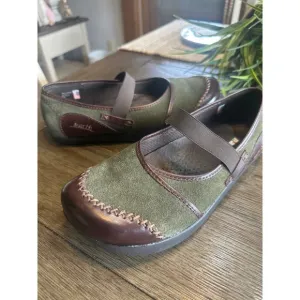 Kalso Earth Allure Birch Mary Jane Comfort Shoes Olive Green Brown Leather 8B