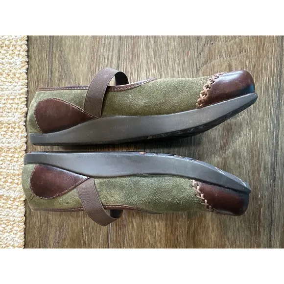 Kalso Earth Allure Birch Mary Jane Comfort Shoes Olive Green Brown Leather 8B