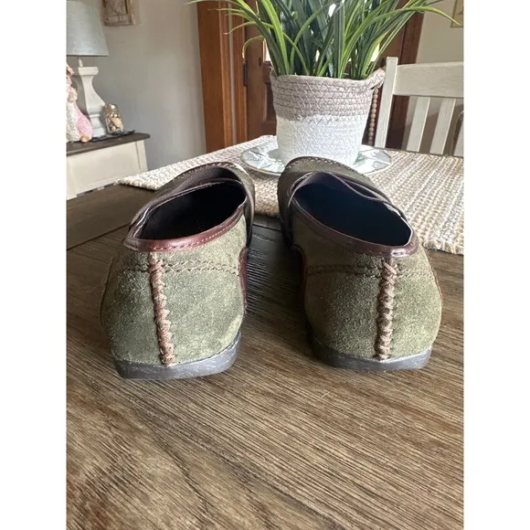 Kalso Earth Allure Birch Mary Jane Comfort Shoes Olive Green Brown Leather 8B