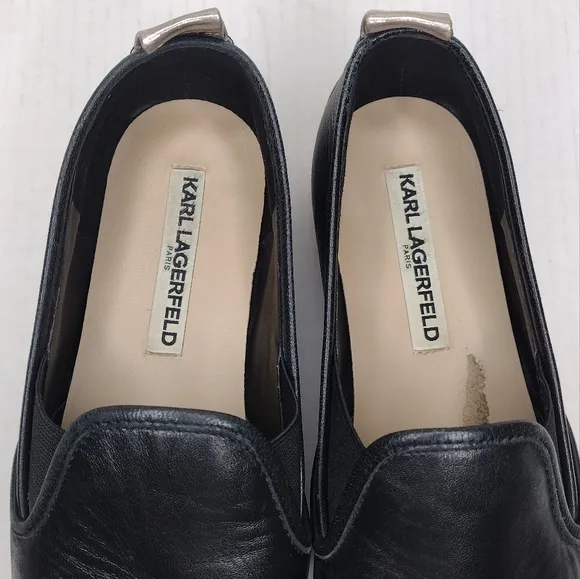 Karl Lagerfeld Paris Cler Women's Leather Cap Toe Slip On Loafers Size 9M