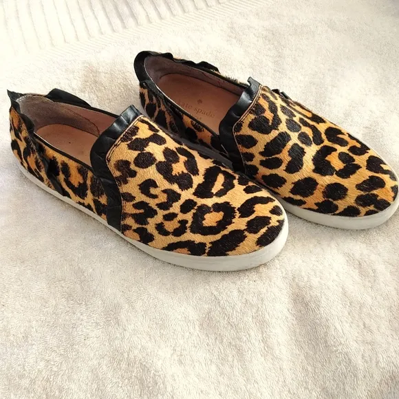 Kate Spade Lilly Hair Calf Leopard Leather Sneaker Women Size 8M