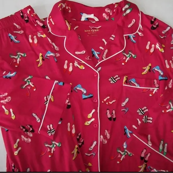 Kate Spade New York Red FABULOUS COLORFUL SHOES Knit Pajama/Loungewear