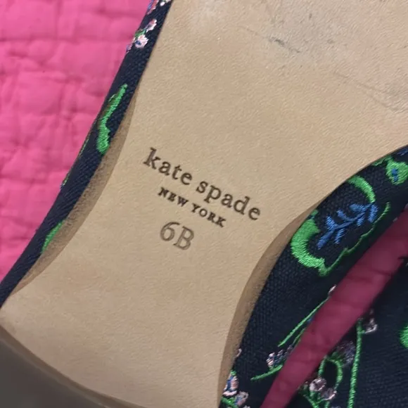 Kate Spade Women's Floral Embroidered Loafers - Black and Green, US6