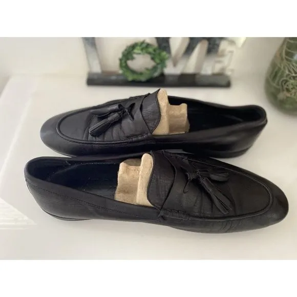 Kech Men Tasseled Loafer Shoes Black 100% Leather Made in Turkey Size 45 US 11.5