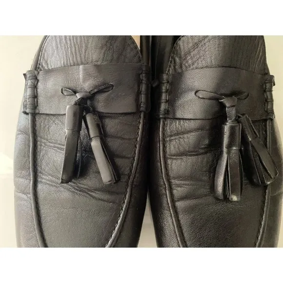 Kech Men Tasseled Loafer Shoes Black 100% Leather Made in Turkey Size 45 US 11.5