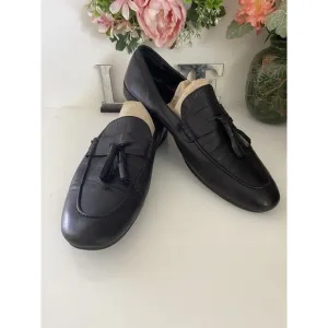 Kech Men Tasseled Loafer Shoes Black 100% Leather Made in Turkey Size 45 US 11.5