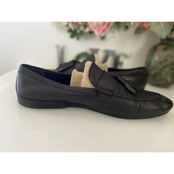 Kech Men Tasseled Loafer Shoes Black 100% Leather Made in Turkey Size 45 US 11.5