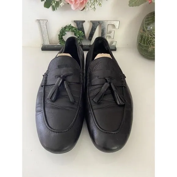 Kech Men Tasseled Loafer Shoes Black 100% Leather Made in Turkey Size 45 US 11.5