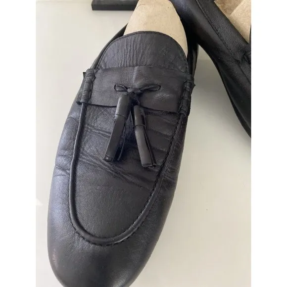 Kech Men Tasseled Loafer Shoes Black 100% Leather Made in Turkey Size 45 US 11.5