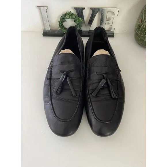 Kech Men Tasseled Loafer Shoes Black 100% Leather Made in Turkey Size 45 US 11.5
