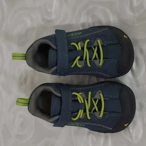 KEEN Jasper Navy Blue &amp; Green Suede Hiking Shoes Slip On Sneakers Size 9
