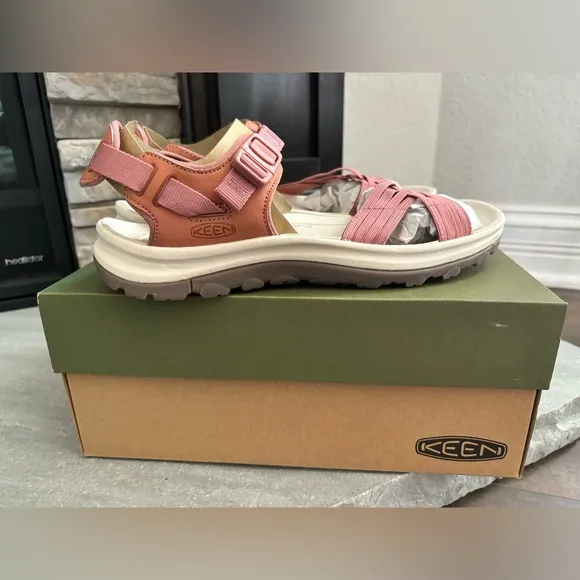 KEEN Terradora II Strappy Open Toe Sandal, Redwood/Pheasant Women Size 9.5 NEW