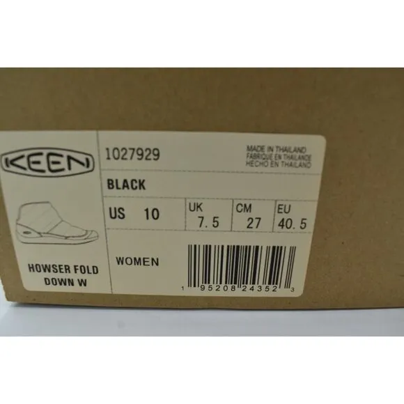Keen Womens Size 10 Howser Fold Down Black Pull On Shoes